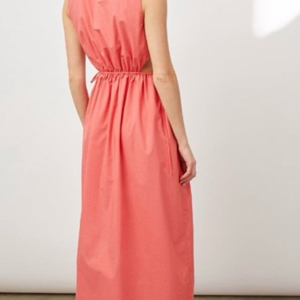 Rails Yvette Cotton Midi Dress Cinched Waist Spiced Coral Side Cutout Medium - Picture 2 of 12